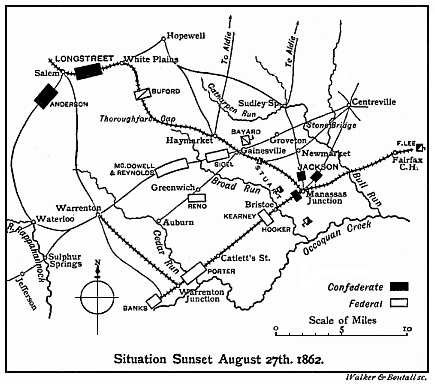 [Illustration: Situation at Sunset, August 27th, 1862.]