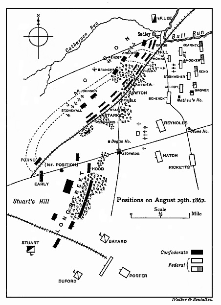 [Illustration: Positions on August 29th, 1862.]