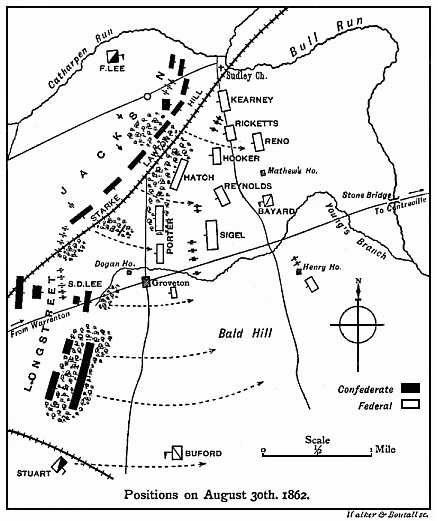 [Illustration: Map of positions on August 30th, 1862.]