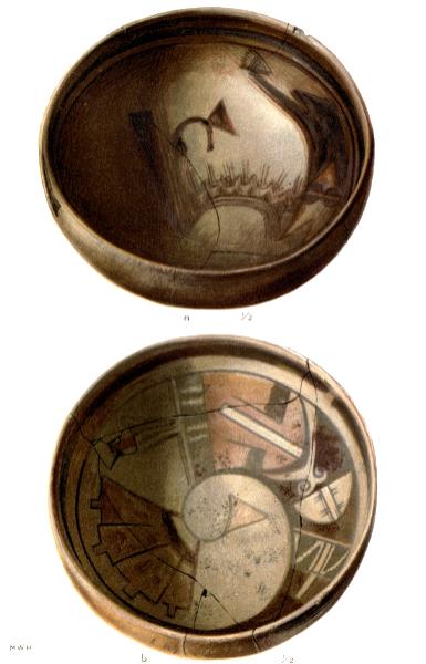 PL. CLIII— FOOD BOWLS WITH FIGURES OF BIRDS AND FEATHERS FROM SIKYATKI