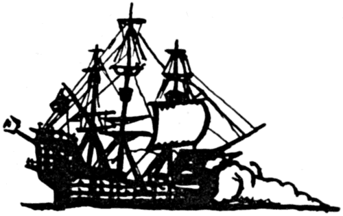 A three-masted ship