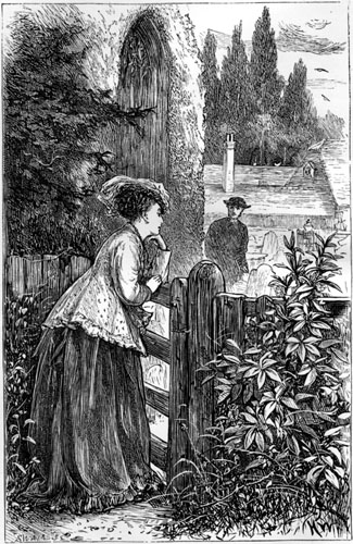 Mr. Fenwick came round from Farmer Trumbull's       side of the church, and got over the stile       into the churchyard.