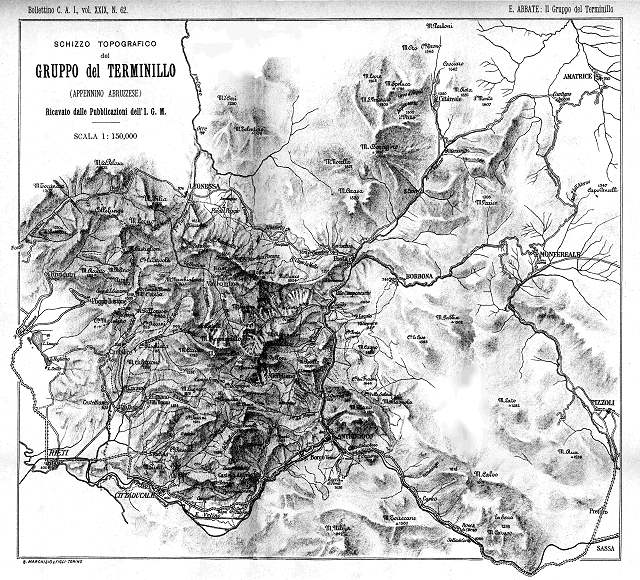 Il Gruppo del Terminillo. Schizzo topografico ricavato dalle pubblicazioni dell’Istituto Geografico Militare