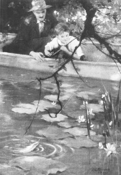 "A Boy And His Dad"  From a painting by M. L. Bower.