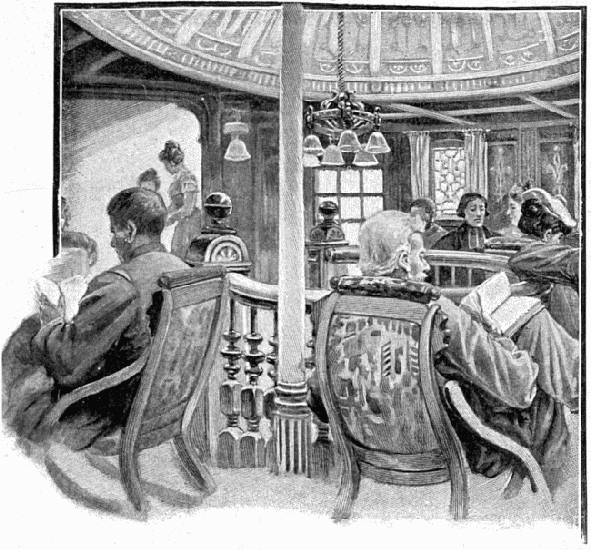 LE SALON DU VAPEUR QUEEN.—D'APRS UN CROQUIS DE
L'AUTEUR.
