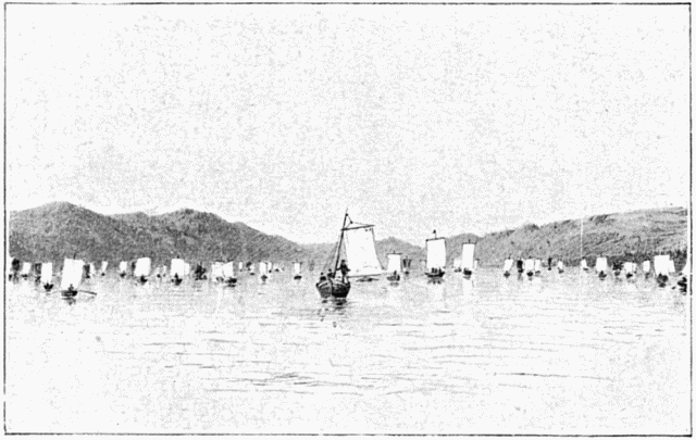 LA FLOTTE SUR LE LAC TAGISH. DESSIN DE TAYLOR, D'APRS LE
CROQUIS DE L'AUTEUR.