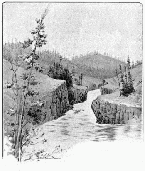 MILES CANYON (RAPIDES DU WHITE HOUSE).

DESSIN DE TAYLOR, D'APRS UNE PHOTOGRAPHIE DE M. GOLDSCHMIDT.