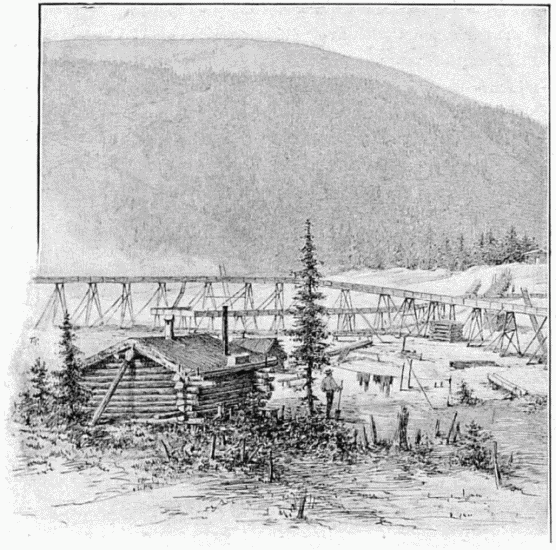 UN CLAIM EN EXPLOITATION. DESSIN DE TAYLOR, PHOTOGRAPHIE
DE LA ROCHE,  SEATTLE.