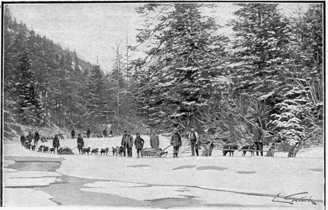 COMMENT ON ARRIVE  DAWSON EN HIVER.—DESSIN DE GOTORBE,
PHOTOGRAPHIE DE LA ROCHE,  SEATTLE.