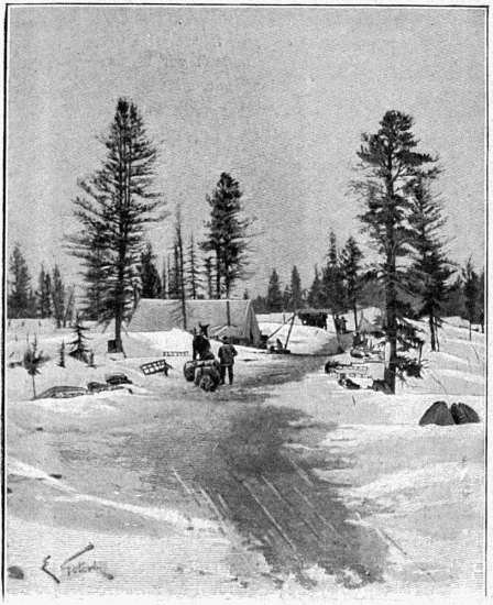 UN CAMP DE PROSPECTEURS. DESSIN DE GOTORBE, PHOTOGRAPHIE
DE M. GOLDSCHMIDT.
