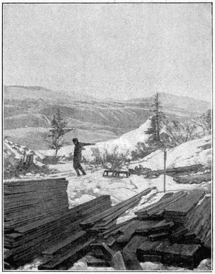 UN CLAIM L'HIVER AU KLONDYKE. DESSIN D'OULEVAY,
PHOTOGRAPHIE DE M. GOLDSCHMIDT.