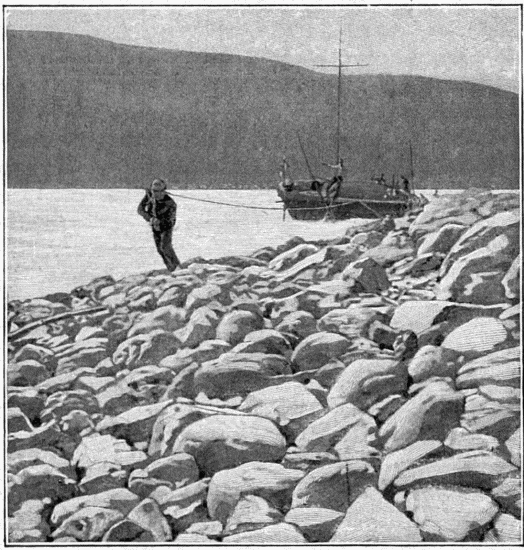 HALAGE AU BORD DU YUKON.

DESSIN DE MIGNON, PHOTOGRAPHIE DE M. GOLDSCHMIDT.