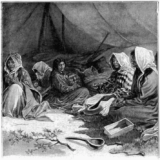 LA TENTE DE SKOOKUM JIM. DESSIN DE MADAME PAULE CRAMPEL,
D'APRS LE CROQUIS DE L'AUTEUR.