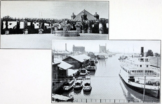 1. Roof Garden, Stockton Hotel. 2. Head of San Joaquin
River, Stockton.