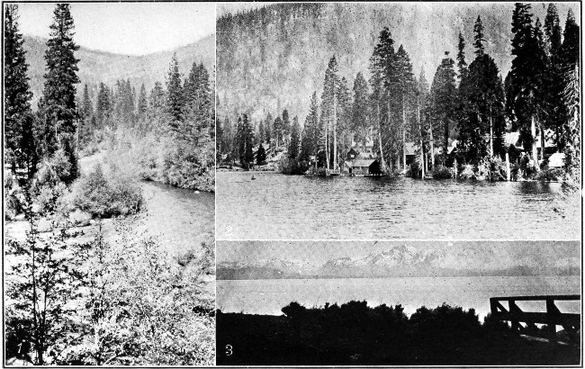 1. Mountain Stream in California. 2. Fallen Leaf Lake,
near Lake Tahoe. 3. Mountains around Lake Tahoe.
