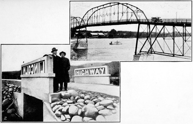 1. Crossing Mississippi at Clinton, Iowa. 2. Bridge near
Reno.