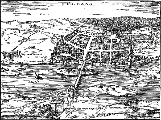 ORLANS TEN TIJDE VAN HET BELEG IN 1429--Gereconstrueerd door Mej. F. Bremer (Penteekening)