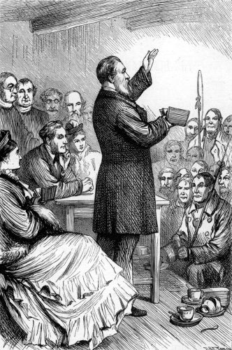 "The excitement was great when Lord Shaftesbury announced that the 'Man with
the Book,' who wrote 'Crape on the Whip' would first address them."—See Page 259.