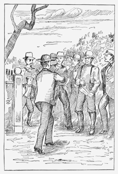 "Goodness!" ejaculated the valorous officer of the law,
"is—is there a man here that's got a pistol?"—page 332.