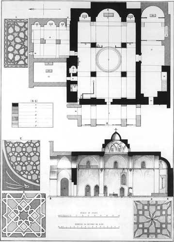 Illustration: Plans and Sections of the Armenian Church of Saint
 James, and Mosaics