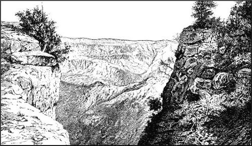 A View through rock opening across the Grand Barranca of
the Urique